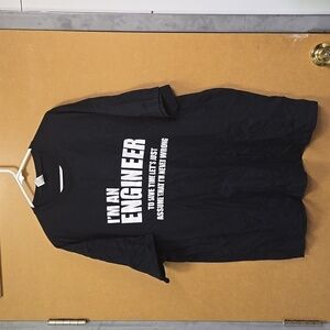 Fruit of the Loom Size 2XL Black Engineer Novelty T-Shirt
